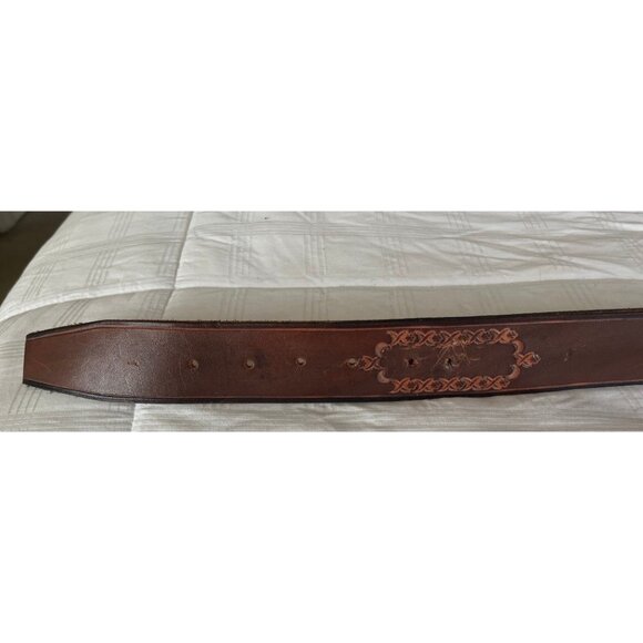 Vtg 1973 Handmade In Tlaquepaque Mexico Leather Belt With Snap To Inter Change - Picture 5 of 8